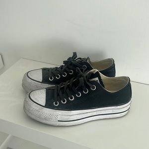 Low top black and white platform converse